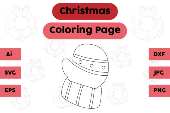 Christmas Coloring Page - Gloves 07