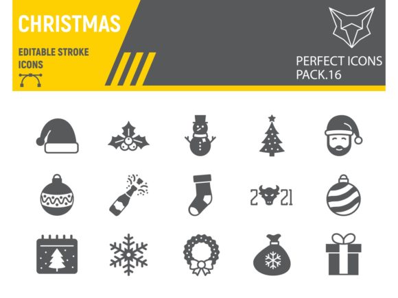 Christmas Glyph Icon Set: A Visual Holiday Boost