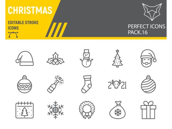 Christmas Line Icon Set