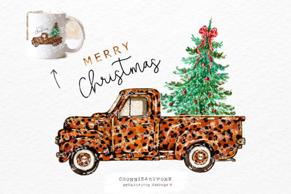 Christmas Truck and Tree Clipart