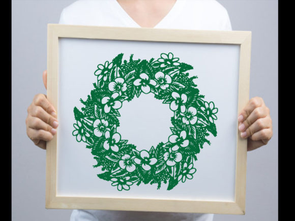 Christmas Wreath Papercut SVG for Print Templates