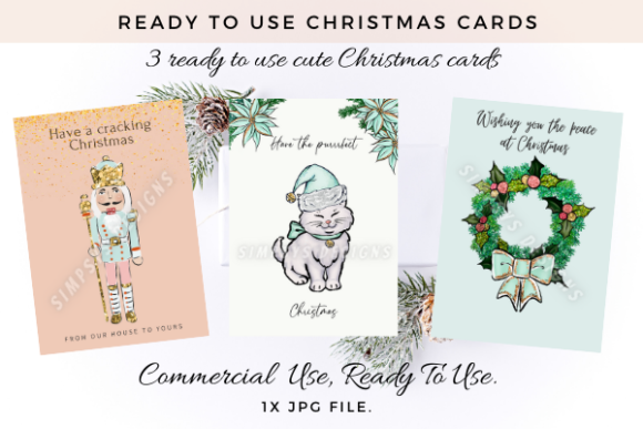 Set of 3 Christmas Cards Print Templates